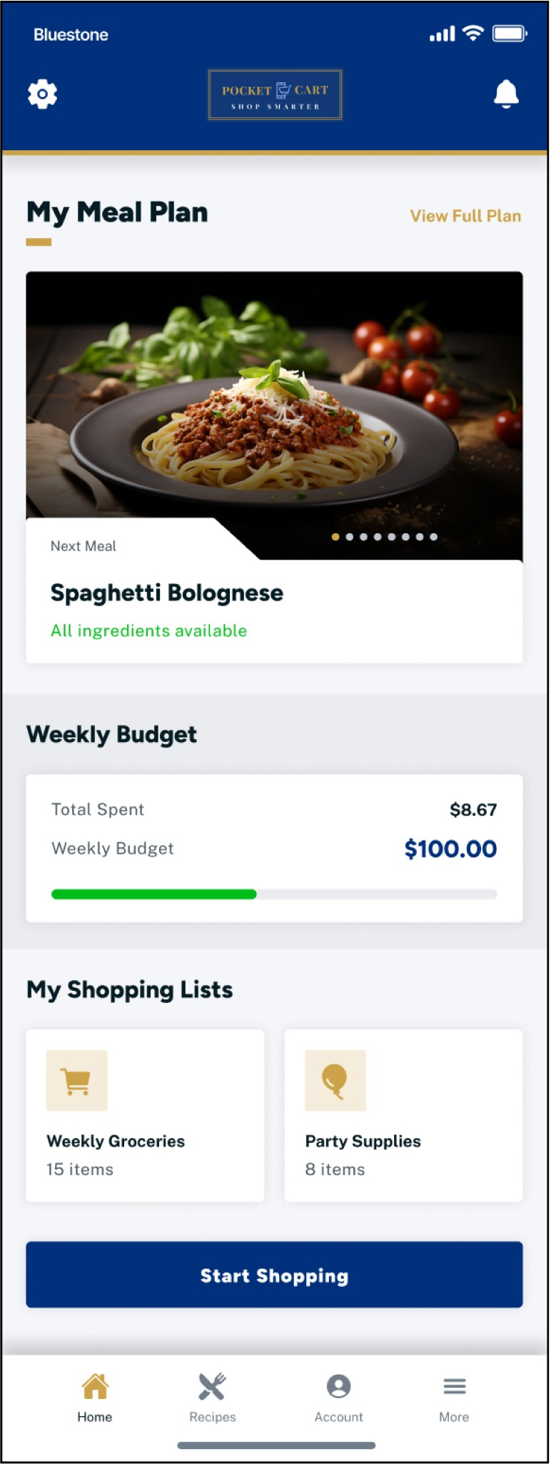 Meal Plan Screen